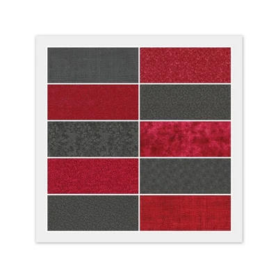 NEGRO SUAVE Y ROJO, 100% tela de algodón - 10 cuartos de grasa o 20 tiras de rollo de gelatina Foto 1 de 4