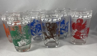 Swanky Swigs Kraft Animals 6 Vintage Children Juice Glasses Kiddie Cup MCM Retro - Image 1 of 4