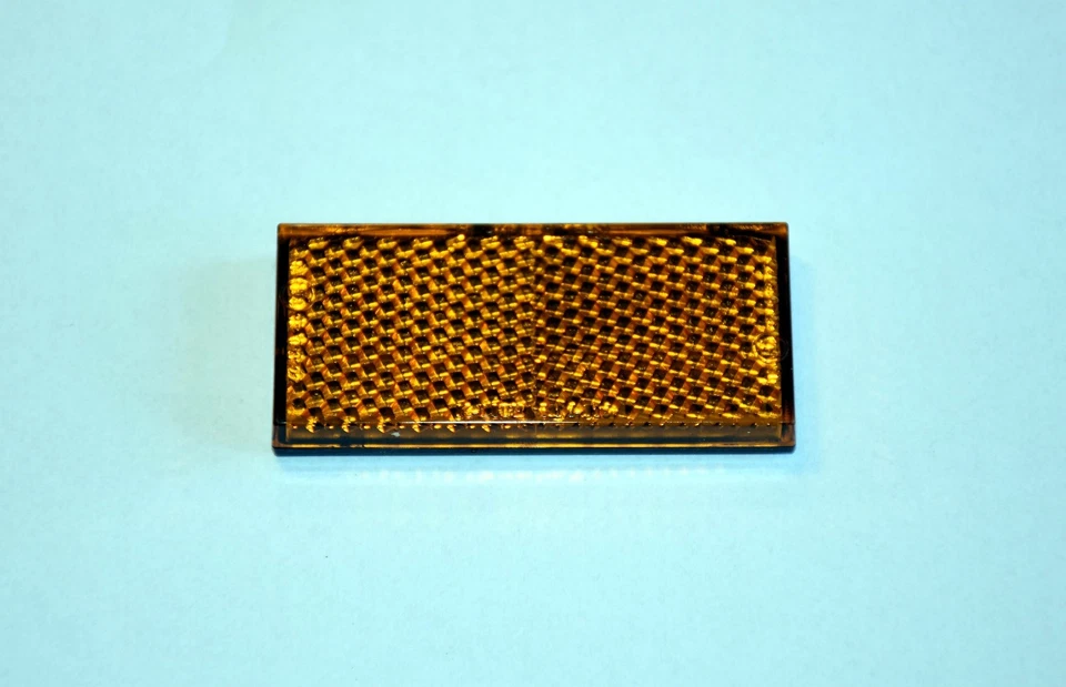 Mini Seiten Reflektor Rückstrahler orange gelb Katzenauge Anhänger recht eckig - Bild 1 von 1