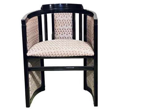 Mid Century French Art Deco Black Lacquer Wood Chair Cover