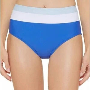DKNY Colorblocked High-Waist Bikini Bottoms swimsuit, swimwear Lapis Blue New L - Picture 1 of 11