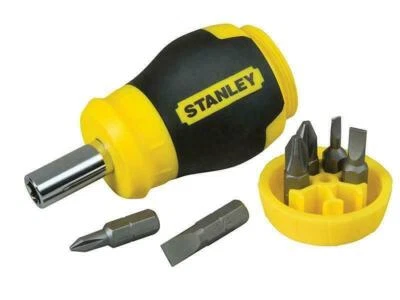 Stanley STA066357 Stubby Screwdriver Non Ratchet - Multi Bit Small Magnetic Tool - Image 1 of 2