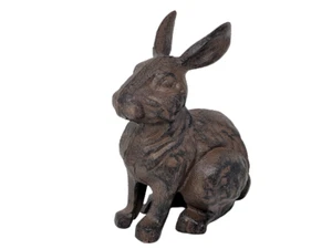 7" Lifelike Rustic Cast Iron Rabbit Bunny Hare Doorstop Paperweight Farmhouse - Picture 1 of 5