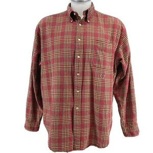 TOMMY HILFIGER Mens Sz XL Red Green Plaid LS Flag Button Down Dress Shirt    U10 - Picture 1 of 7