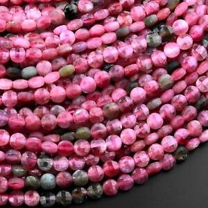 Pink Green Tourmaline Coin Beads 5mm Flat Disc Dazzling Facets Natural Gemstone