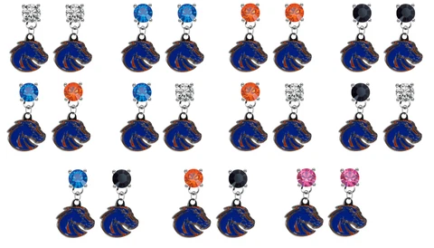 Boise State Broncos 2 Crystal Bling Earrings Stud Post Dangle Mix & Match Colors Cover