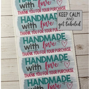 60 pegatinas de agradecimiento hechas a mano con amor - Imagen 1 de 1