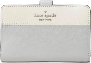Cartera Kate Spade New York Madison Mediana Compacta Doble Plegable Gris Platino - Imagen 1 de 3