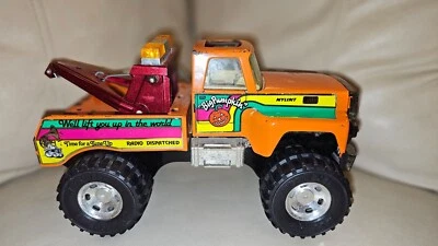 Vintage NYLINT Big Pumpkin Tow Truck Pressed Steel 1970s Ford Orange - Image 1 of 4