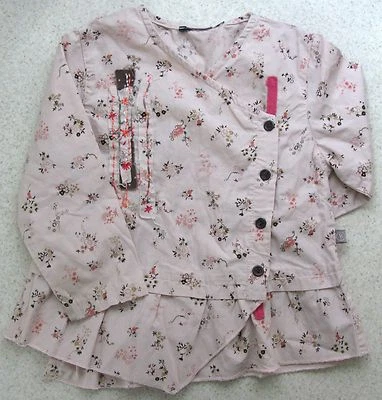 171033 Girl's 3 4 5 JEAN BOURGET Pink Floral L/S Wrap Blouse Top EUC  - Изображение 1 из 4