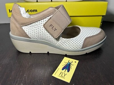 Zapatos de tacón Fly London Naje Mary Jane con cuña blancos/bronceados talla EU 38/US 7,5-8 Foto 1 de 4