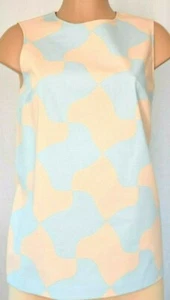 PAULE KA ROSA CLARO Y AZUL PUZZLE ESTAMPADO CUELLO REDONDO TOP SIN MANGAS TALLA 42 - Imagen 1 de 12