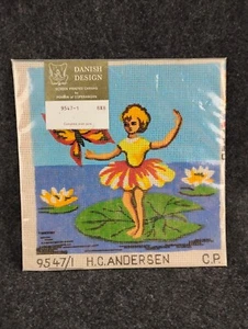 Wool Tapestry Kit Needlepoint H.C. Andersen Denmark Floral Lily Pads Butterfly - Picture 1 of 5