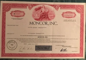 Moncor, Inc. Aktienzertifikat für 700 Aktien - Bild 1 von 2