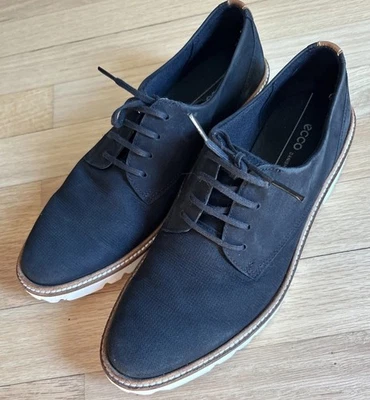 EUC! Women's Ecco Black Suede Lace Up Loafers Sz 6-6.5  - Image 1 of 4