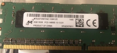 MICRON MT9JSF25672AZ-1G9K1ZE 2GB 1Rx8 PC3-14900E-13-13-D1 RAM Memory - Image 1 of 2