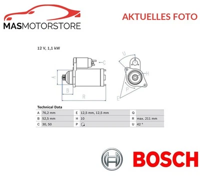 MOTOR ANLASSER STARTER BOSCH 0 986 018 040 P FÜR AUDI TT,A3,8N9,8L1,8N3 - Image 1 of 4