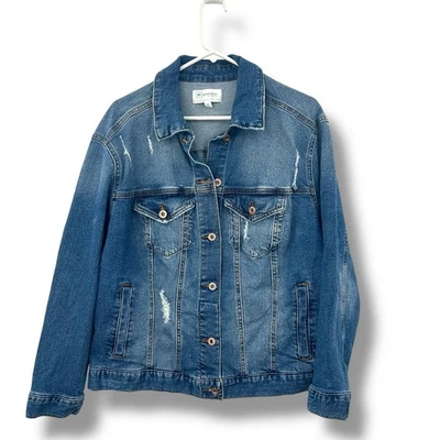 NEW Regeneration Jean Jacket Medium Oversized Boxy Fit Distressed Denim Coat - Image 1 of 4