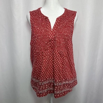 Camiseta sin mangas Lucky Brand para mujer grande roja floral cachemira cuello en V Foto 1 de 4