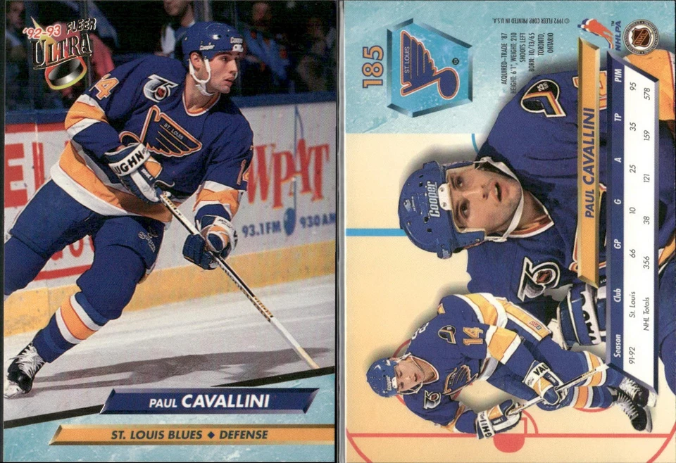 🏒 1992-93 Fleer Ultra - Paul Cavallini Blues #185 - Image 1 of 1