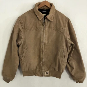 Vtg Carhartt J14 Santa Fe Canvas Jacket Fit Like Men L Fleece Line Thrashed READ - Picture 1 of 15