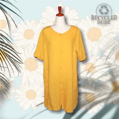 Vestido Gudrun Sjoden 10 Colores 100% Lino Botón Frontal Dorado Amarillo Lagenlook Foto 1 de 4