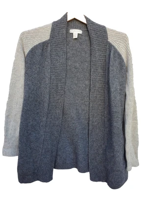 KENAR Pequeño GRIS Mujer Cachemir Frente Abierto Cárdigan SUÉTER Bolsillos Foto 1 de 4