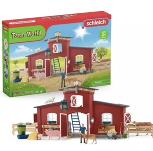 Schleich Farm World Large Red Barn w/ Animals & Person Kids 92 Piece PlaySet NIB - Picture 1 of 8