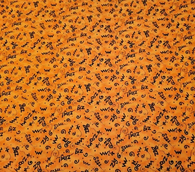 Cute As A Bug BTY Kari Pearson Quilting Treasures Black Words Tonal Orange - Image 1 of 3