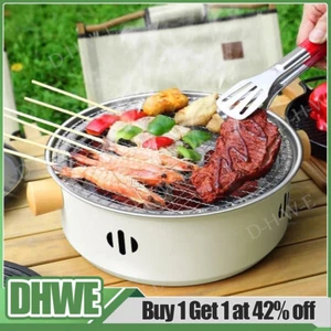 BBQ Charcoal Grill with Grill Net Compact Tabletop BBQ Grill for Camping Picnic - Picture 1 of 19
