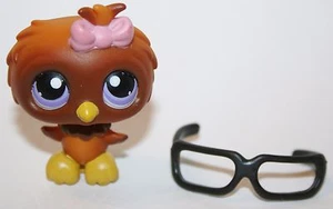 Gafas de moño rosa Hasbro Littlest Pet Shop 2007 #354 búho marrón ojos morados - Imagen 1 de 3