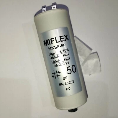 CONDENSATEUR DE DEMARRAGE POUR MOTEUR 50 uF 50 mF 450V SORTIE COSSE           C8 - Photo 1/4