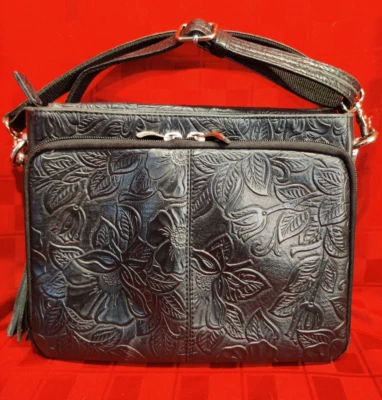 Gun Tote'n Mama's Tooled Cowhide Concealed-Carry Purse Black  - Image 1 of 4