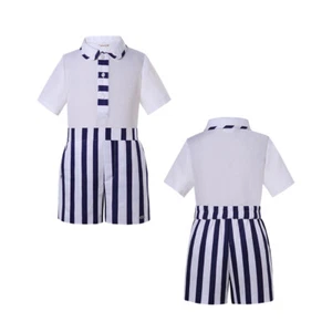 Boys Formal Party Outfits Birthday Clothes Shirt Top Striped Shorts 2-8 Years - Picture 1 of 11