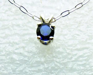 Sapphire Cubic Zirconia Sterling Silver Pendant Necklace by SmithSilver - Picture 1 of 8