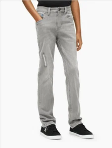 Calvin Klein Boys' Skinny Fit Distressed Stretch Jeans,5-Pocket,Gray Stone, 20 - Picture 1 of 3