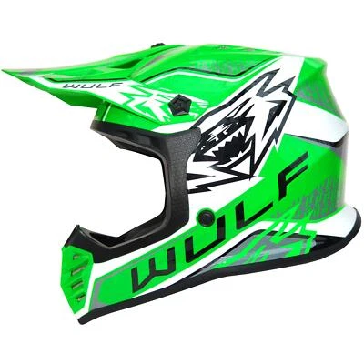 Wulfsport Cub Air-X Off Road Pro Motocross Helmet Kids Motorcross Green Lid