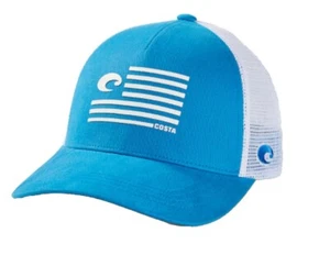 Costa Del Mar Men's Rubber Flag Pride Hat Trucker Snapback, Costa Blue NEW - Picture 1 of 1
