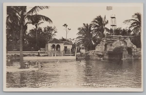 RPPC Coral Gables FL Grotto and Venetian Pools Florida Postcard Swimmers - Picture 1 of 4