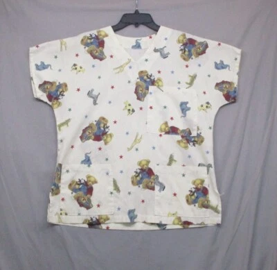 Cherokee Multicolor Y2K  Scrub Top V Neck Women Size L - Image 1 of 4