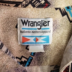 VTG Wrangler Shirt Womens M Long Sleeve Brown Aztec Print Cowgirl Western Flaps - Picture 1 of 11