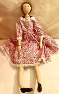 Primitive Country Puppe rosa Kleid mit Halskette & Armbändern 19" - Bild 1 von 7