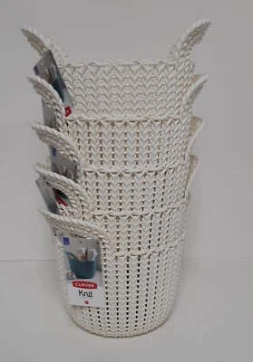 5x Curver Woven Knit 3ltr Round Storage Basket/Plant holder in White  - Image 1 of 3