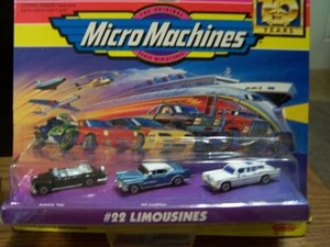 Mirco Machines #22 Limousines lot de 10 ans sur carte rare vintage NOS scellé - Photo 1/3