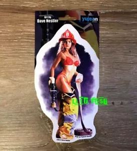 SEXY CALCOMANÍA ADHESIVA NIÑA BOMBERO por el artista Dave Nestler bombero bombero - Imagen 1 de 2