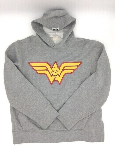 A BATHING APE (BAPE) Felpa con cappuccio BAPE Bathing Ape Wonder Woman Donna Unisex Grigio Chiaro M Media Vintage