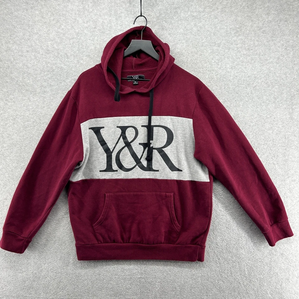 Young & Reckless Hoodie Adult Size XL Spell Out Long Sleeve Burgundy Hip Hop - Image 1 of 4