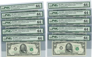 Fr. 2117C $50 1969C Federal Reserve Note 10 Consecutive 64EPQ PMG DC-2663 - Picture 1 of 2