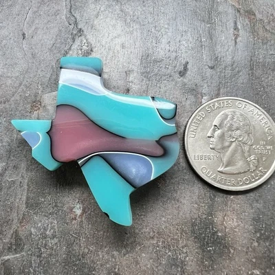 Imán de refrigerador Texas profesional/hecho a mano cortado en acrílico verde azulado rosa Foto 1 de 4