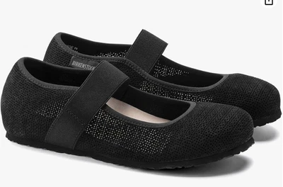 Birkenstock Mujer Tess Ballet Plano, Gamuza Negra, Talla 36 (5-5.5 EE. UU.) NUEVO Foto 1 de 4